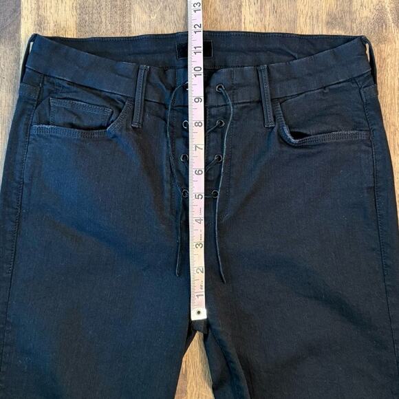 MOTHER High Waisted Lace Up Looker Ankle Not Guilty Denim Jean Black Size 29 - Picture 4 of 10